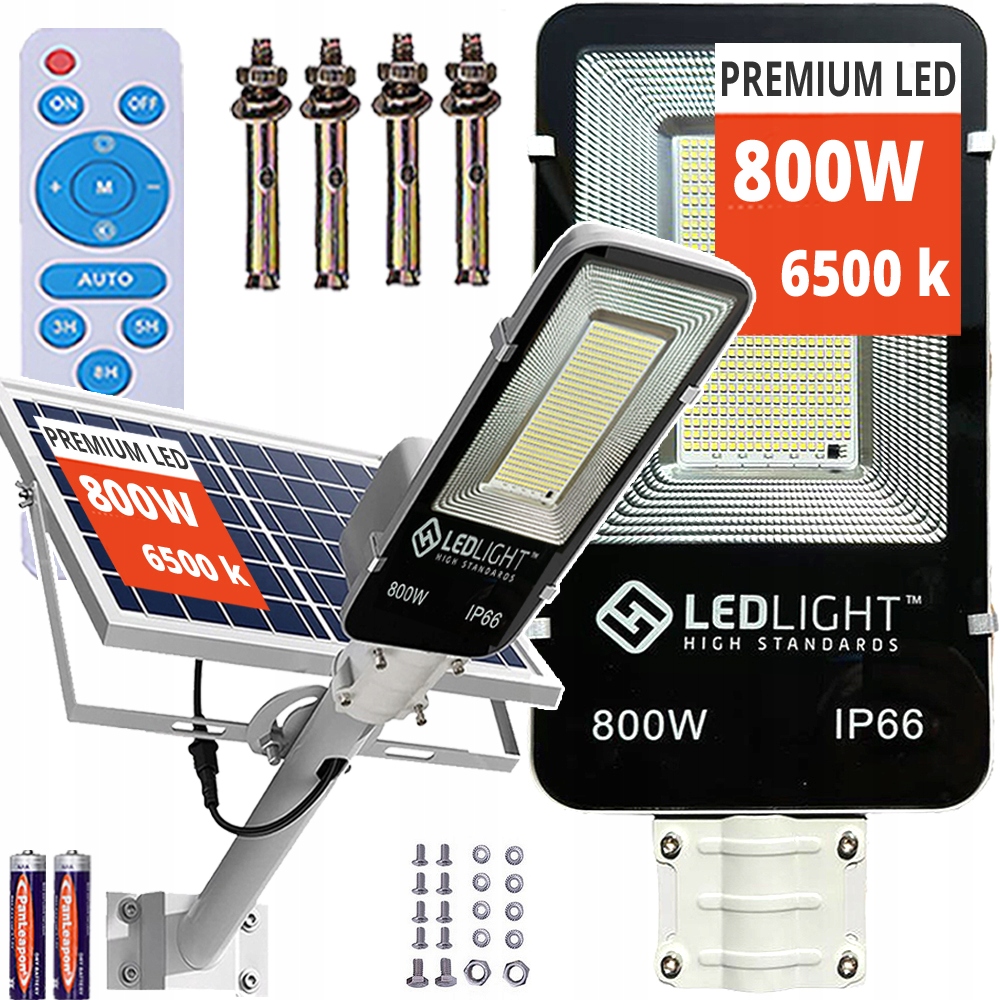 Pouličné LED svietidlo 2000 W 20000 lm na solárne napájanie